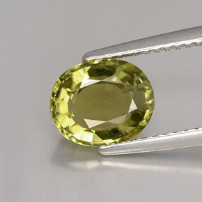 1.86 ct Green Tourmaline Gemstone, Tourmaline Gem in Oval Facet Shape for Sale.