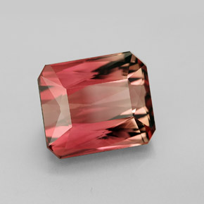 8.18 ct Bi-color Tourmaline Stone, Natural Tourmaline in Octagon / Scissor Cut Shape for Sale
