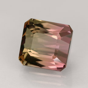 4.10 ct Multicolor Tourmaline Stone, Natural Tourmaline in Octagon Facet Shape for Sale
