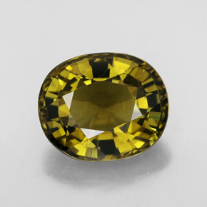 6.97 ct Yellow Tourmaline Gemstone, Tourmaline Gem in Oval Facet Shape for Sale.