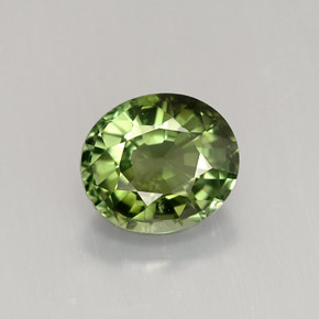 1.35 ct Green Tourmaline Gemstone, Tourmaline Gem in Oval Facet Shape for Sale.