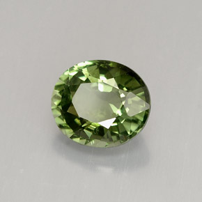 1.35 ct Green Tourmaline Stone, Natural Tourmaline in Oval Facet Shape for Sale
