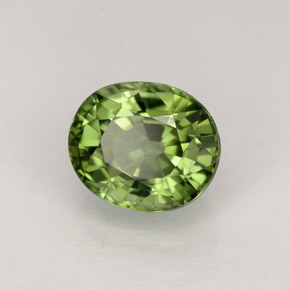 1.10 ct Green Tourmaline Stone, Natural Tourmaline in Oval Facet Shape for Sale