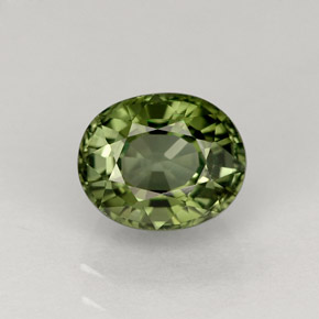 1.37 ct Green Tourmaline Gemstone, Tourmaline Gem in Oval Facet Shape for Sale.