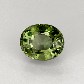 1.37 ct Green Tourmaline Stone, Natural Tourmaline in Oval Facet Shape for Sale