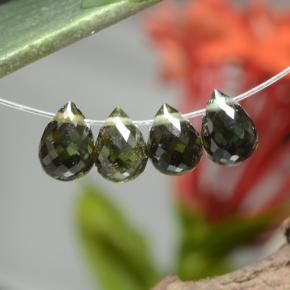 2.27 ct Green Tourmaline Gemstone, Tourmaline Gem in Briolette with Hole Shape for Sale.