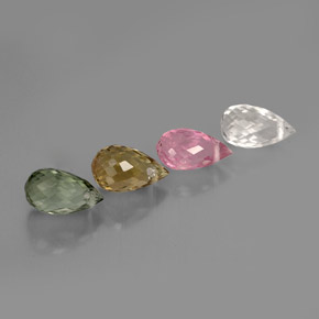 2.72 ct Multicolor Tourmaline Gemstone, Tourmaline Gem in Briolette with Hole Shape for Sale.