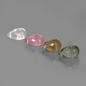 2.72 ct Multicolor Tourmaline Stone, Natural Tourmaline in Briolette with Hole Shape for Sale