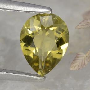 0.85 ct Yellow Tourmaline Stone, Natural Tourmaline in Pear Facet Shape for Sale