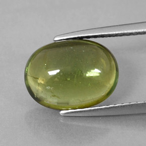3.45 ct Green Tourmaline Gemstone, Tourmaline Gem in Oval Cabochon Shape for Sale.