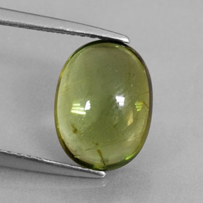 3.45 ct Green Tourmaline Stone, Natural Tourmaline in Oval Cabochon Shape for Sale