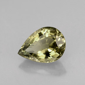 1.18 ct Green Tourmaline Stone, Natural Tourmaline in Pear Facet Shape for Sale