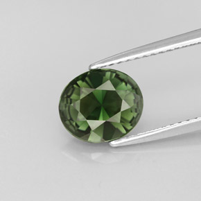 1.76 ct Green Tourmaline Gemstone, Tourmaline Gem in Oval Facet Shape for Sale.