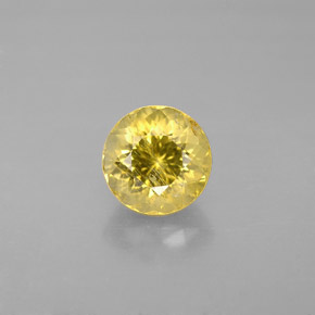 1.26 ct Yellow Tourmaline Gemstone, Tourmaline Gem in Round Facet Shape for Sale.