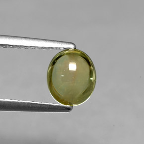 1.14 ct Green Tourmaline Stone, Natural Tourmaline in Oval Cabochon Shape for Sale