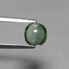 0.97 ct Green Tourmaline Stone, Natural Tourmaline in Cushion Cabochon Shape for Sale