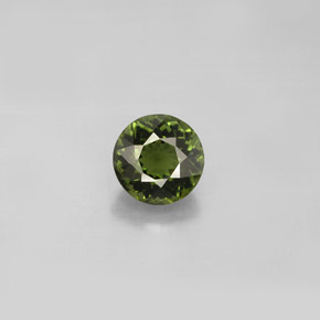 1.04 ct Green Tourmaline Gemstone, Tourmaline Gem in Round Facet Shape for Sale.