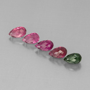 3.76 ct Multicolor Tourmaline Stone, Natural Tourmaline in Briolette with Hole Shape for Sale
