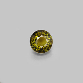 1.10 ct Green Tourmaline Gemstone, Tourmaline Gem in Round Facet Shape for Sale.
