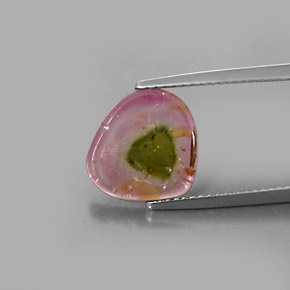 3.49 ct Multicolor Tourmaline Stone, Natural Tourmaline in Sliced Crystal Shape for Sale