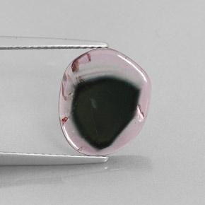 3.22 ct Bi-color Tourmaline Gemstone, Tourmaline Gem in Fancy Crystal Slice Shape for Sale.