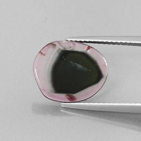 3.22 ct Bi-color Tourmaline Stone, Natural Tourmaline in Fancy Crystal Slice Shape for Sale