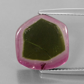 8.46 ct Multicolor Tourmaline Gemstone, Tourmaline Gem in Sliced Crystal Shape for Sale.