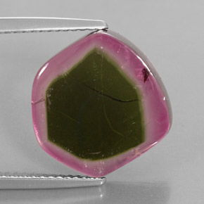 8.46 ct Multicolor Tourmaline Stone, Natural Tourmaline in Sliced Crystal Shape for Sale