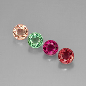 3.49 ct Multicolor Tourmaline Stone, Natural Tourmaline in Round Facet Shape for Sale