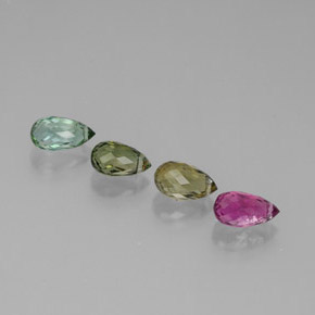 4.20 ct Multicolor Tourmaline Stone, Natural Tourmaline in Briolette with Hole Shape for Sale