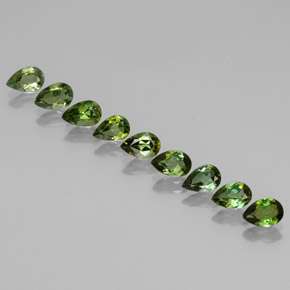 3.52 ctw Green Tourmaline Gemstones, Tourmaline Gems in Pear Facet Shape for Sale.