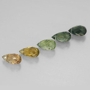 2.46 ctw Multicolor Tourmaline Stones, Natural Tourmaline in Briolette with Hole Shape for Sale