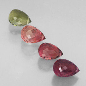 3.97 ct Multicolor Tourmaline Stone, Natural Tourmaline in Briolette with Hole Shape for Sale