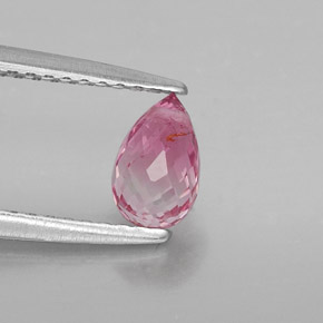 0.74 ct Pink Tourmaline Stone, Natural Tourmaline in Briolette with Hole Shape for Sale