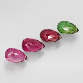 4.76 ct Multicolor Tourmaline Stone, Natural Tourmaline in Briolette with Hole Shape for Sale