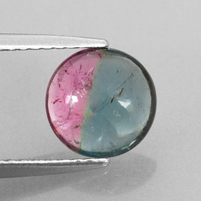 1.46 ct Multicolor Tourmaline Gemstone, Tourmaline Gem in Round Cabochon Shape for Sale.