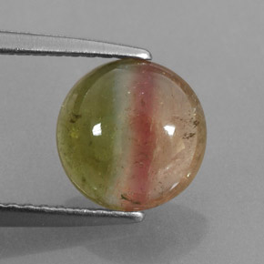 1.86 ct Multicolor Tourmaline Gemstone, Tourmaline Gem in Round Cabochon Shape for Sale.