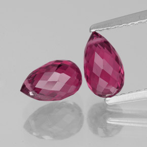 1.85 ct Red Tourmaline Gemstone, Tourmaline Gem in Briolette with Hole Shape for Sale.