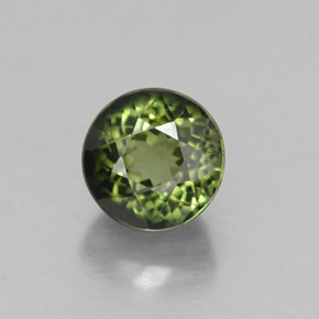 1.30 ct Green Tourmaline Gemstone, Tourmaline Gem in Round Facet Shape for Sale.