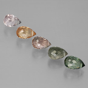 3.87 ctw Multicolor Tourmaline Stones, Natural Tourmaline in Briolette with Hole Shape for Sale