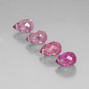 4.56 ct Pink Tourmaline Stone, Natural Tourmaline in Briolette with Hole Shape for Sale