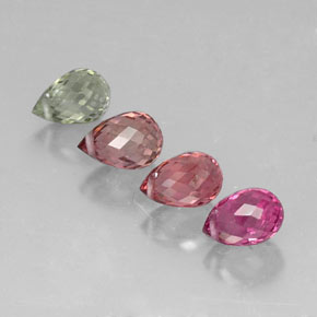 3.80 ct Multicolor Tourmaline Gemstone, Tourmaline Gem in Briolette with Hole Shape for Sale.