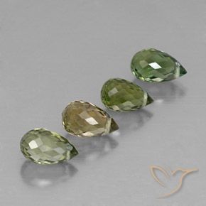 2.20 ctw Green Tourmaline Stones, Natural Tourmaline in Briolette with Hole Shape for Sale