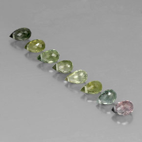 3.30 ct Multicolor Tourmaline Gemstone, Tourmaline Gem in Briolette with Hole Shape for Sale.