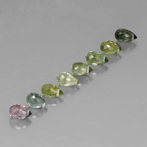 3.30 ct Multicolor Tourmaline Stone, Natural Tourmaline in Briolette with Hole Shape for Sale