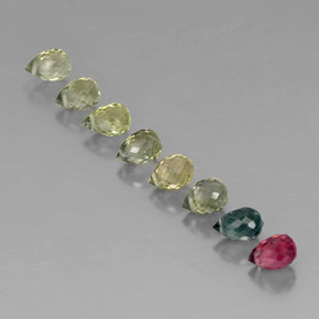 Многоцветный Турмалин Камень - 0.4ct Бриолет с Отверстием (ID: 320777)