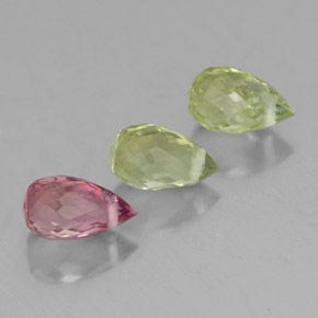 1.01 ct Multicolor Tourmaline Gemstone, Tourmaline Gem in Briolette with Hole Shape for Sale.