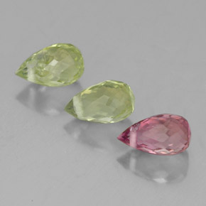 1.01 ct Multicolor Tourmaline Stone, Natural Tourmaline in Briolette with Hole Shape for Sale