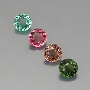 1.61 ct Multicolor Tourmaline Gemstone, Tourmaline Gem in Round Facet Shape for Sale.