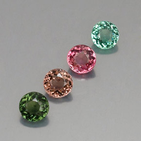 1.61 ct Multicolor Tourmaline Stone, Natural Tourmaline in Round Facet Shape for Sale